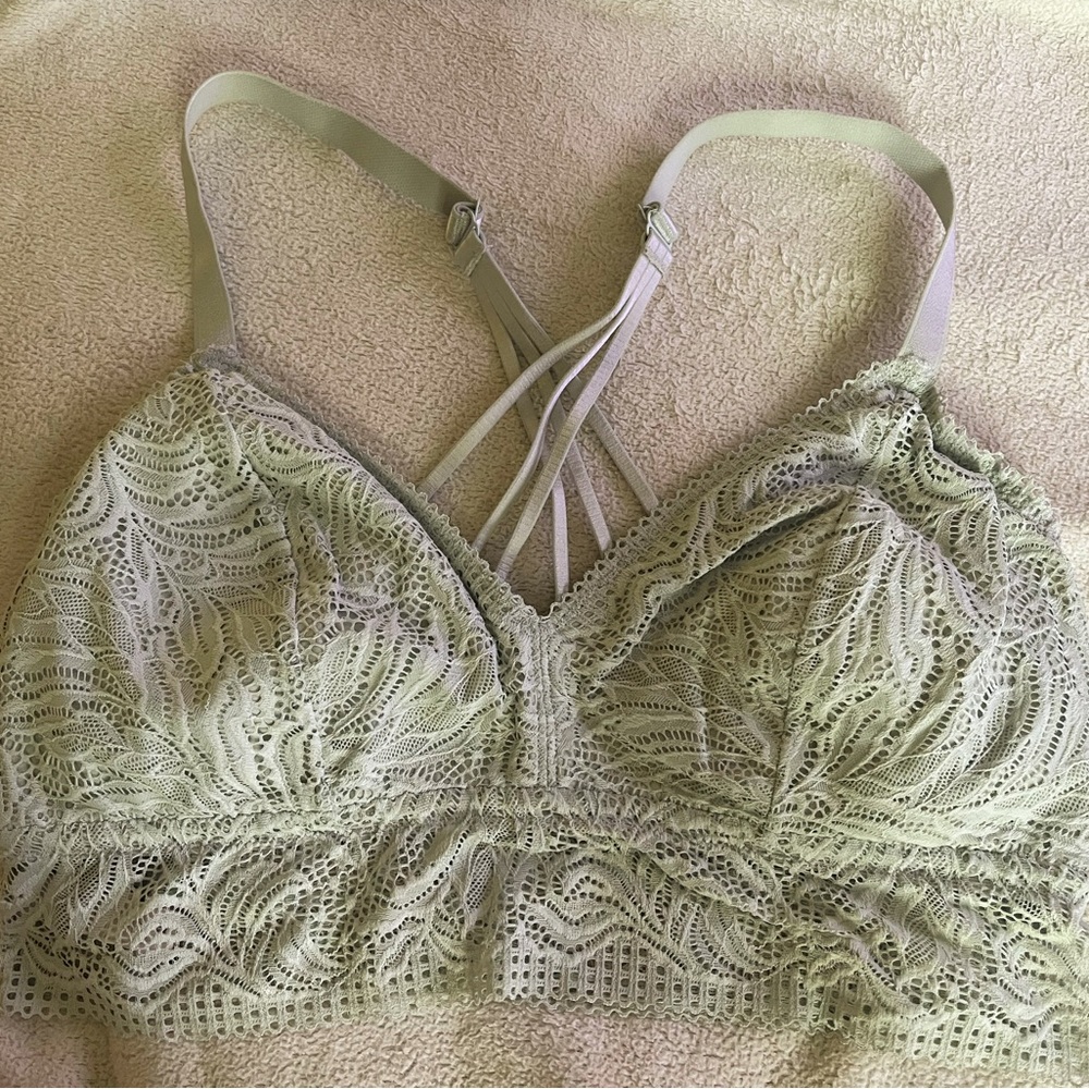 Auden Lace Bralette in Sage Green with Strappy Back